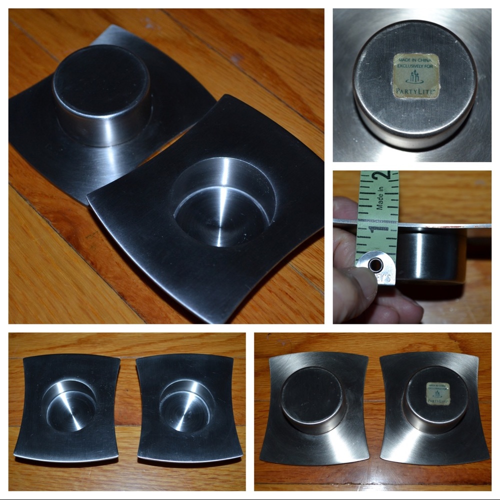 PartyLite set of two stainless steel tea light holders
